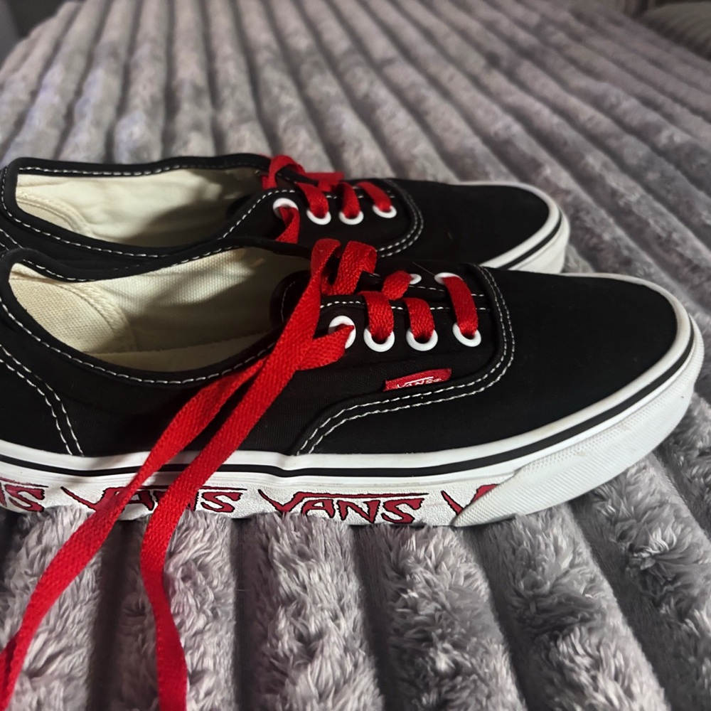 Vans Black Canvas with Red Accents